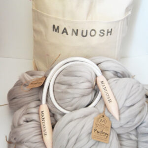 DIY HUGE Pudgy Throw Blanket Knit Kit 30'' x 50'' (76cm x 127 cm) Merino Blanket